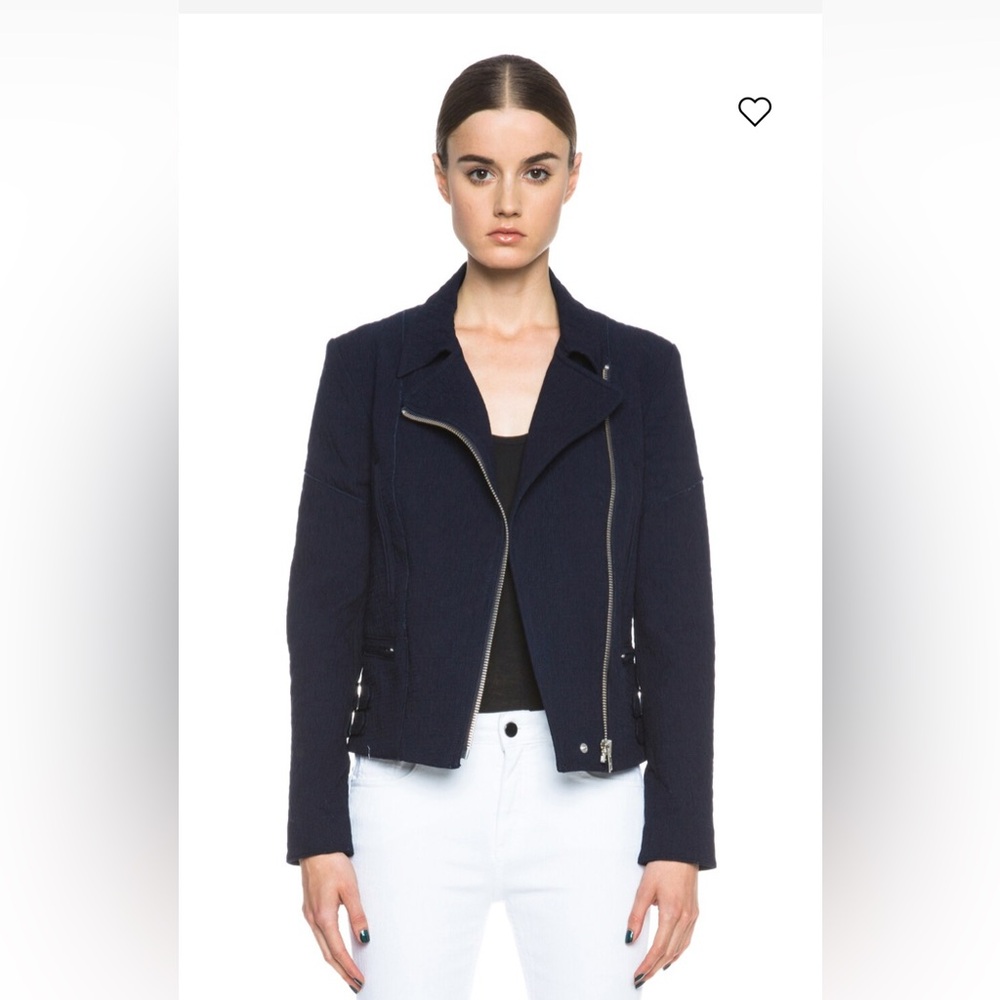 Victoria Beckham Joan dark denim biker jacket US 4 RRP $950